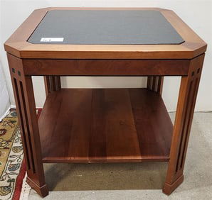 Stickley Mission Style Cherry Granite Top Side Table 24 1/2" H X 26" Sq.