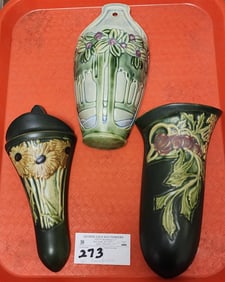 Tray 3 Roseville Wall Pockets - Vista 9 1/2" X 4 1/2", 2- Rosecraft Panel 9" X 4 1/2" + 9 1/4" X 4"