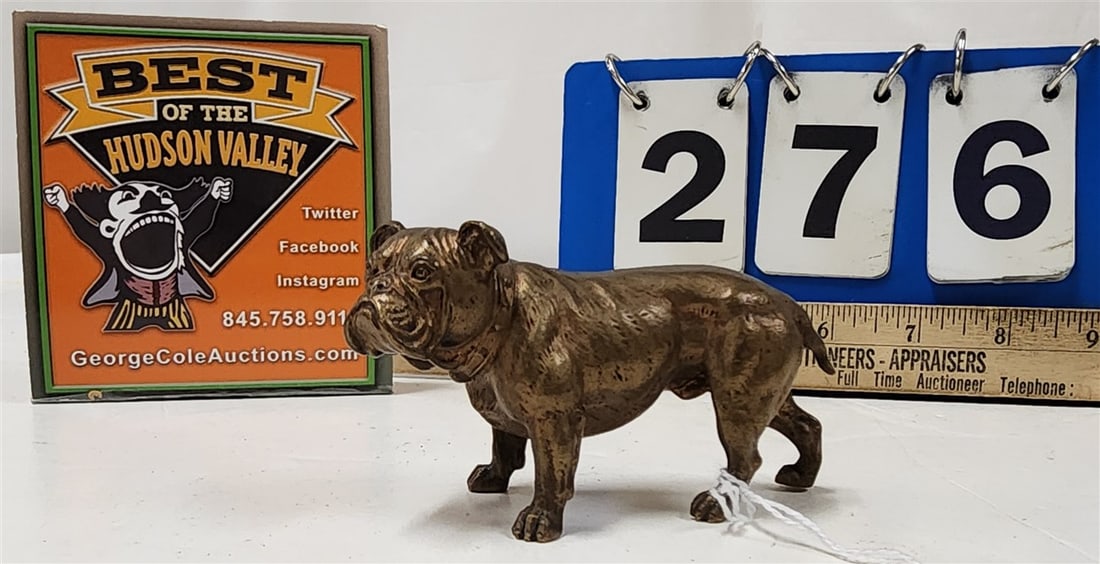 Vintage Bronze Bulldog Figure 2 1/4" H X 4 1/4" L: Vintage Bronze Bulldog Figure 2 1/4" H X 4 1/4" L