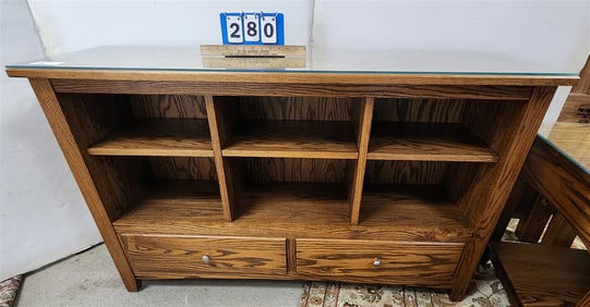 Oak 2 Drawer Cabinet 32" H X 54" W X 17" D