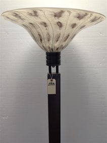 Metal & Granite Floor Lamp w/Art Glass Shade 6/1" H X 20" Diam.