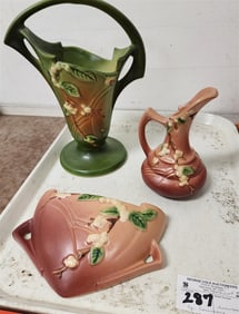 Tray 3 Pc. Roseville Snowberry - Basket 1BK-10", Wall Pocket 1WP-8", Small Ewer ITK-6"