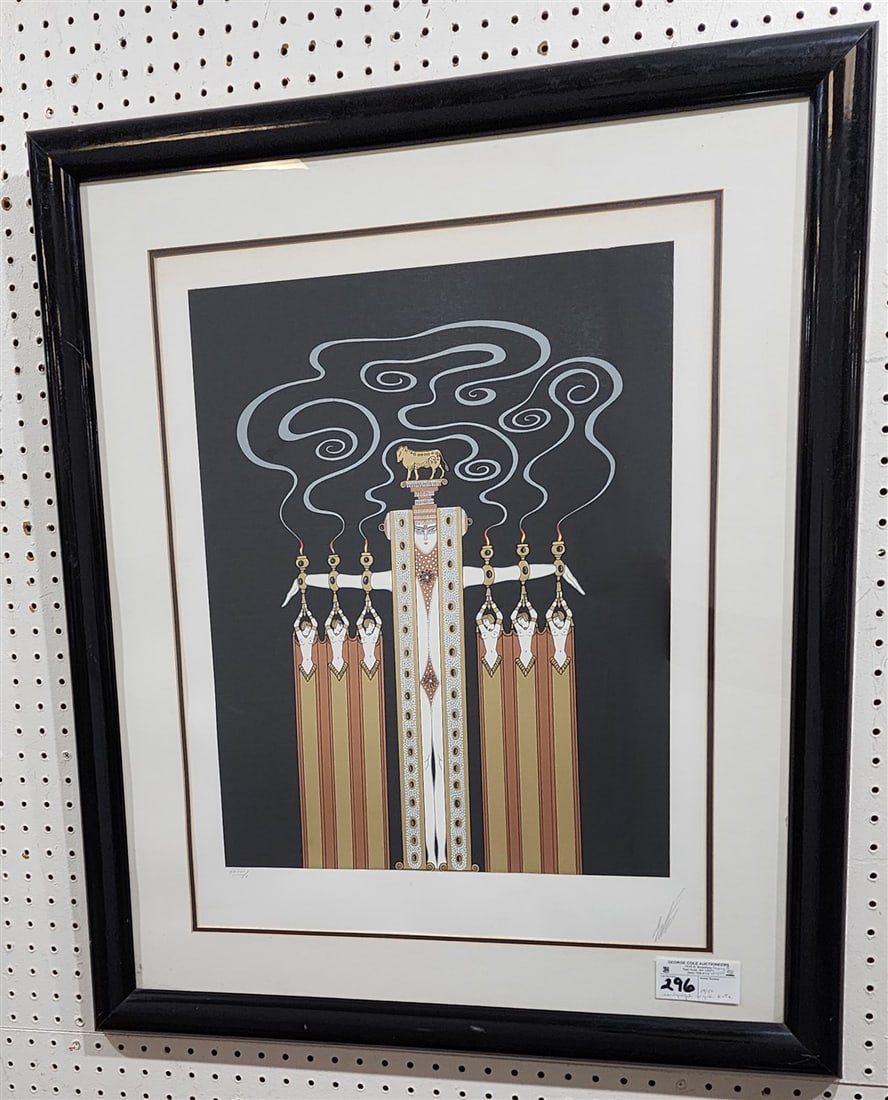 Framed Erte Serigraph Sgnd Erte "At The Theatre Golden Calf" 28/50 25" X 19" w/Frame 24" X 28": Framed Erte Serigraph Sgnd Erte "At The Theatre Golden Calf" 28/50 25" X 19" w/Frame 24" X 28"