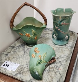 Tray 3 Pc. Roseville - 2 Bittersweet- Basket 509-8" + Wall Pocket 866-7", Bleeding Heart 964-6"