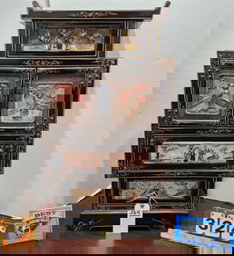 Chinese Lacquer Wedding Cabinet 27 1/2" H X 15 3/4" W X 9 3/4" D