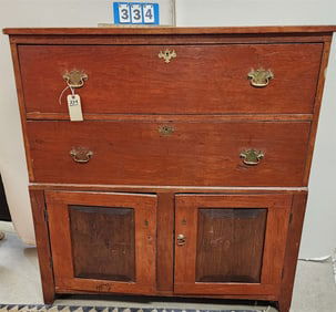 Prim. Pine 2 Drawer Over 2 Door Cupboard 46" H X 45 1/2" W X 18" D