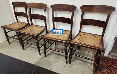 Set 4 Early 19th C Rosewood Grain Ptd. Chairs 34" H X 17 1/2" W X 15 1/2" D