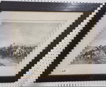 Framed 1893 Litho Cromwell At Dunbar Pencil Sgnd A.G. Gow 16 1/2" X 20" w/Frame 27" X 30 1/2"