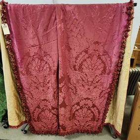 2 Panels Damask Drapes 9'9" H X 5' W