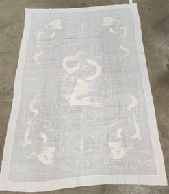 Silk Embroidered Dragon Table Cloth 6' X 8'7"