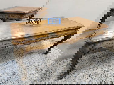 Stencil Decoration Coffee Table 21" H X 52" W X 30" D + Side Stand 26" H X 27 1/2" W X 24" D