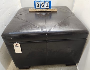 Lift Top Bonded Leather Ottoman 19" H X 25" Sq.