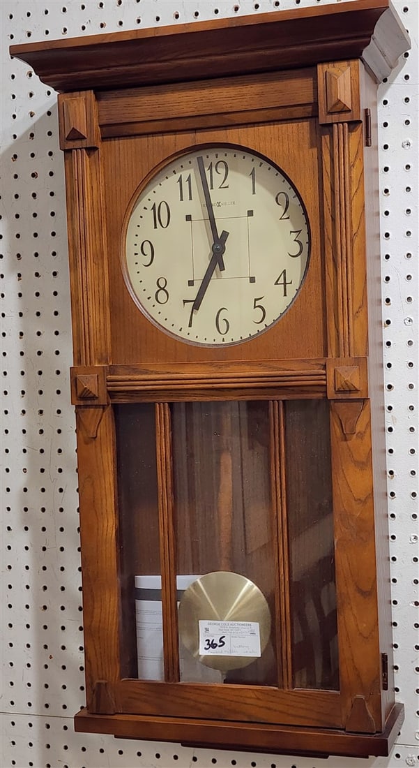 Howard Miller Mission Style Oak Wall Regulator - Battery Op. 32" H X 17" W X 6" D: Howard Miller Mission Style Oak Wall Regulator - Battery Op. 32" H X 17" W X 6" D