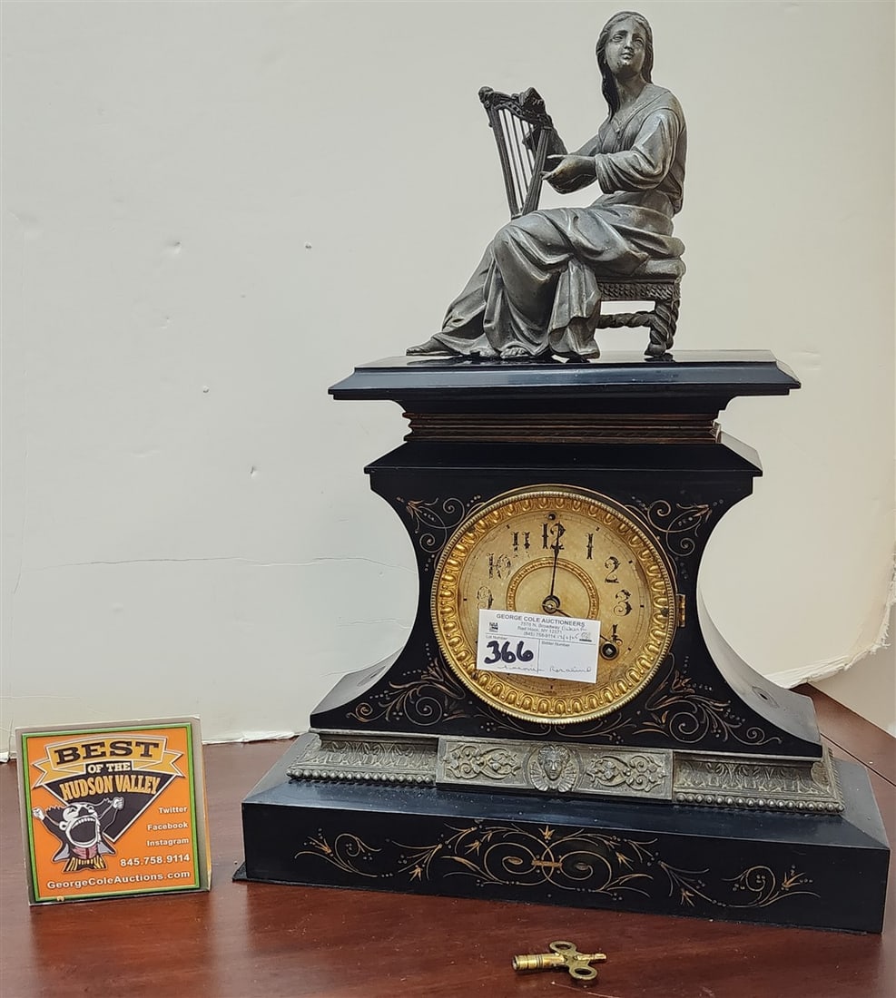 Ansonia "Rosalind" Cast Iron Mantle Clock 20" H X 15" W X 5" D (1 of 5)