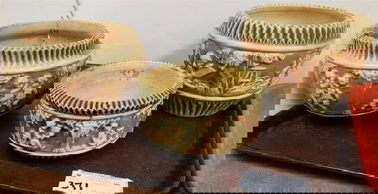 Tray 3 Pc. Roseville Donatello - Hanging Basket 5 1/2" H X 7" Diam, Jardenier 6" H X 7 1/2" Diam. +