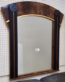 Marble, Leather + Wood Framed Modern Mirror 45" X 44"