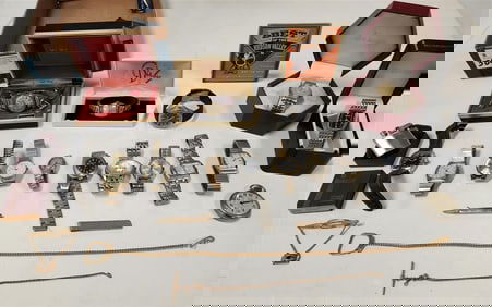 Tray 16 Vintage Watches Etc.