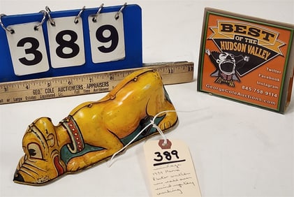 Vintage 1939 Marx Pluto Watch Me Roll Over Wind Up Toy - Working