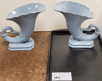 Tray Pr. Trebor Crownford China Cornucopia Vases