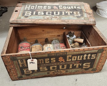 Holmes Biscuit Bx w/Antique Bottles