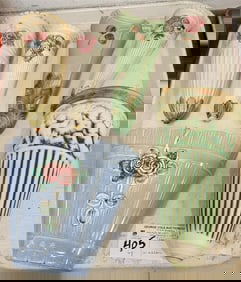 Tray 6 Pc. Weller Wall Pockets - 3 Roma 7 1/2" H X 3 1/2" W + Pr. 7" H X 2 1/2" W, Oak Leaf 8 1/2" H