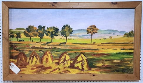 Framed O/C Landscape Sgnd R. Mandel 21 1/2" X 39 1/2" w/Frame 24 1/2" X 42"