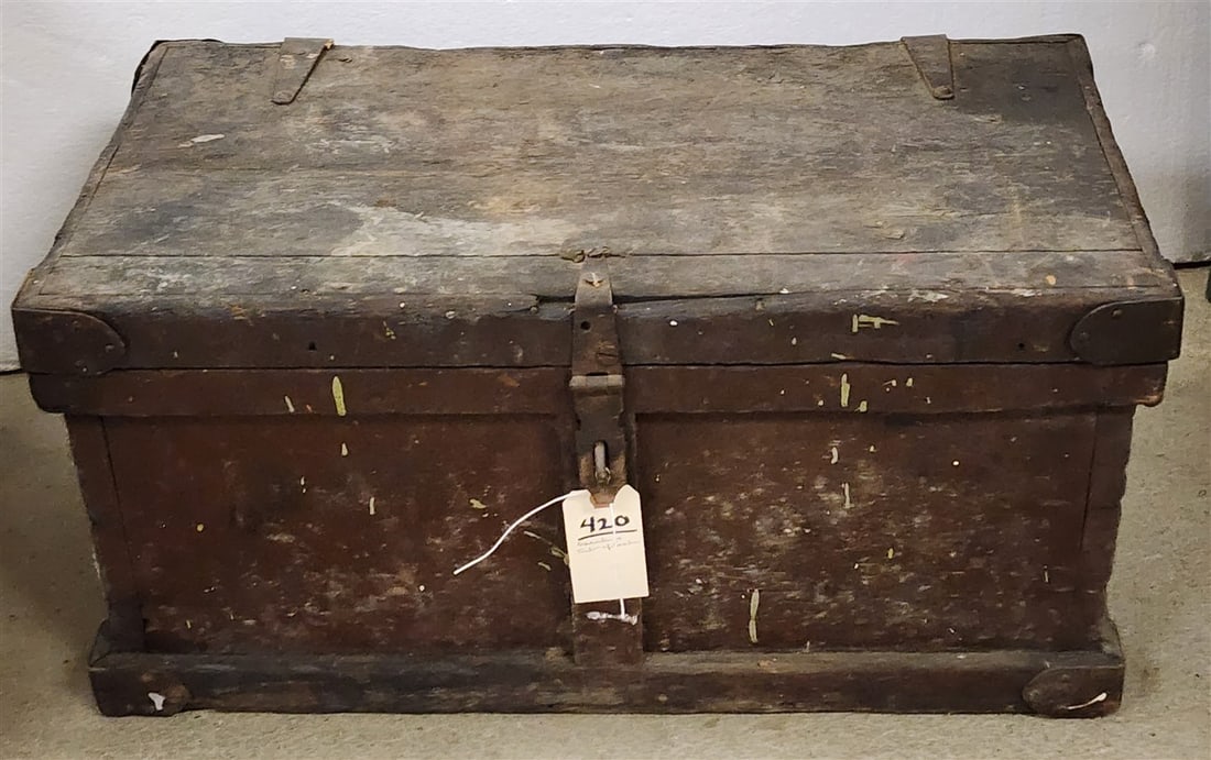 Antique Tool Bx 13" H X 27" W X 15" D w/Tools + Tub Tools (1 of 5)