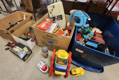 Tub + 3 Bx's Toys - Tonka Vehicles, Games, King Robot, Movie Monster Models Etc.