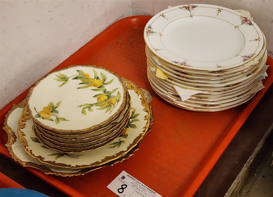 Tray Plates - Set 12 Minton Plates 7 3/4" Diam., 1 Limoges  8 1/2" Diam., 6 Kings France Plates 6" (1 of 6)