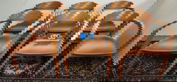 Set 6 Maple Lowenstein Gargnas Armchairs 30 1/2" H X 23 1/2" W X 17 1/2" D