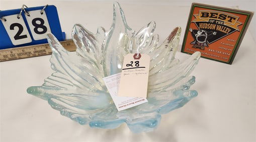 Hudson Beach Glass Opalescent Bowl 5" H X 11" Diam.