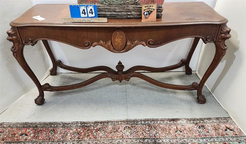 Inlaid Walnut Library Table 29 1/2" H X 61" W X 22" D