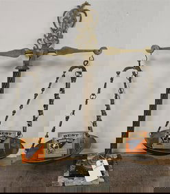 19th C Brass Scale w/Marble Base 28" H X 27" W