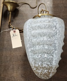 Mid Century Hall Lamp w/Art Glass Shade 11 1/2" H X 6" Sq.