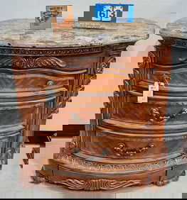 Pr. Michael Amini Cortina Walnut Marble Top 4 Drawer Chest w/Pullout Shelf 32" H X 34 1/2" W X 20" D