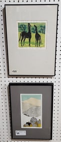 2 Framed Pcs. - Woodcut Hill Farm Winter Sgnd Sabra Field 10" X 5 1/2" w/Frame 16 1/4" X 11 1/4" +