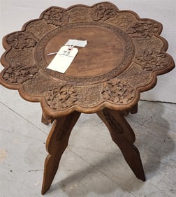 Indo Carved Colapsible Stand 18" H X 18 1/2" Diam.