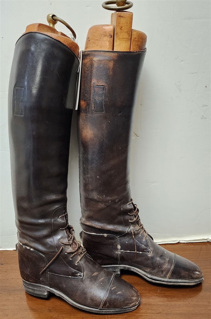 Pr. Vintage Riding Boots w/Wooden Boot Trees: Pr. Vintage Riding Boots w/Wooden Boot Trees