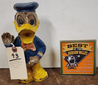 Vintage Donald Duck Cast Iron Bank 9"