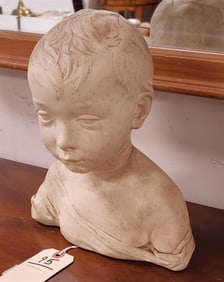 Plaster Bust Of A Boy 11" H X 10" W