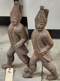 Pr. 19th C Hessian Soldier Andirons 20" H