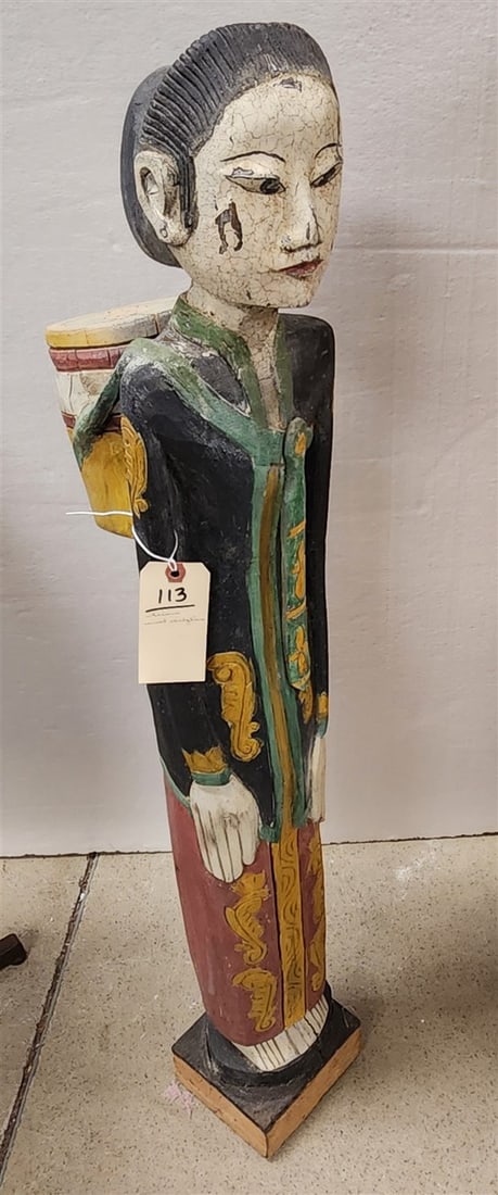 Asian Wood Carving Female Figure 43" H: Asian Wood Carving Female Figure 43" H