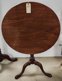Period Queen Anne Mahog Tilt Top Tea Table 28" H X 29" Diam., 1 Board Top