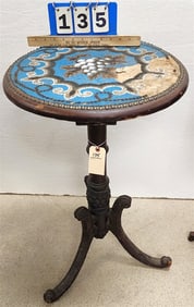 19th Stand Beaded Top 31" H X 17 1/2" Diam. (Missing Foot End On One Leg)