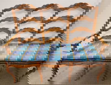 Country Pine Rush Seat Settee 43 3/4" H X 55" W X 17" D