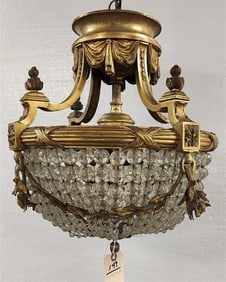 Bronze & Crystal Chandelier 17" H X 15 1/2" Diam.