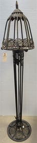 French Art Nouveau Wrought Iron Floor Lamp 68" H