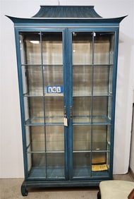 Asian Style Display Cabinet w/Bevelled Glass Panels 7'2" H X 4' W X 15" D