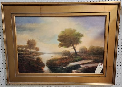 O/C "Still Meadow w/Tree" Sgnd E. Perantoni 20" X 30" w/Frame 28 1/2" X 38 1/2"