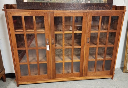 Stickey Mission Style Cherry Bookcase 55 1/2" H X 76 1/2" W x 12" D